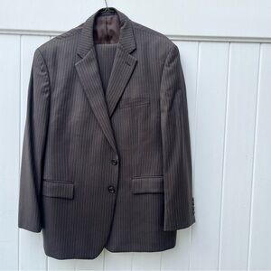 Lauren Ralph Lauren Suit Mens 44S Gray Pinstripe 100% Wool 2-Button EUC